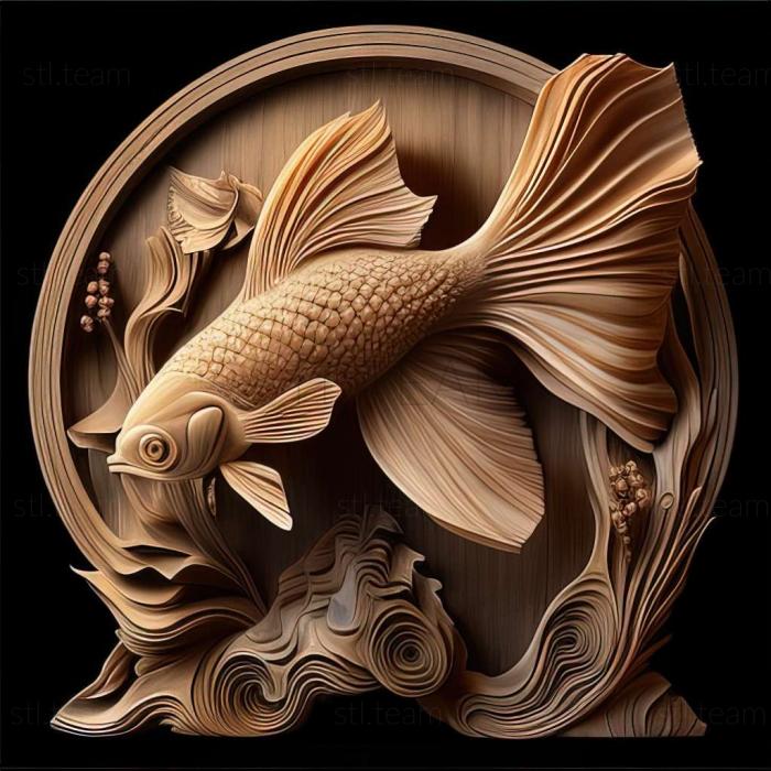 3D модель Кисть хвостовая бойцовая рыба рыба (STL)